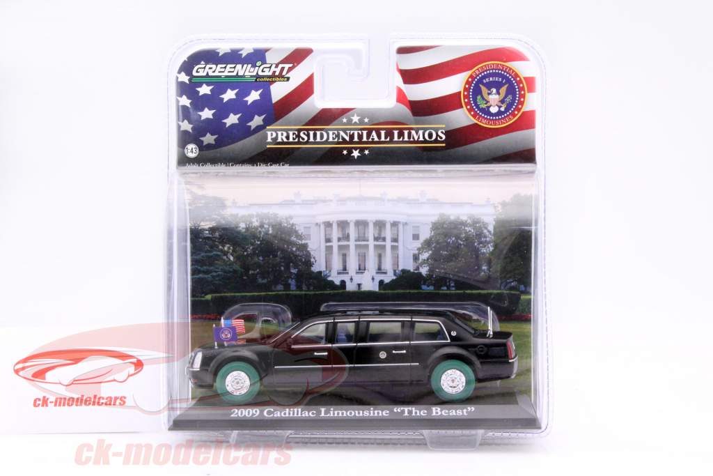Cadillac Limousine The Beast Year 2009 black / green 1:43 Greenlight