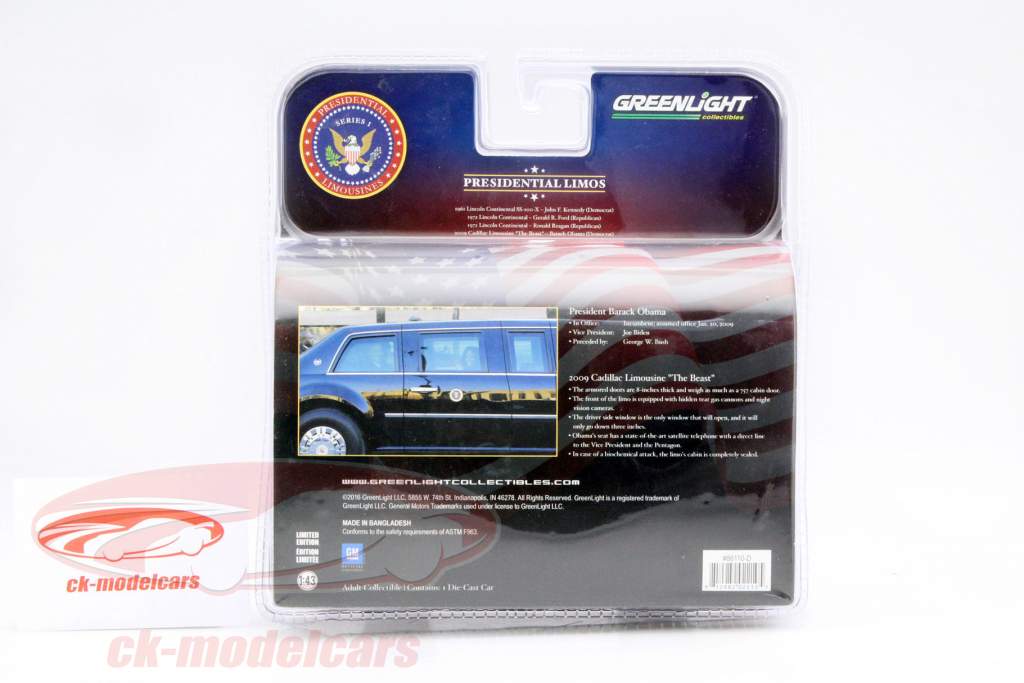 Cadillac Limousine The Beast Year 2009 black / green 1:43 Greenlight