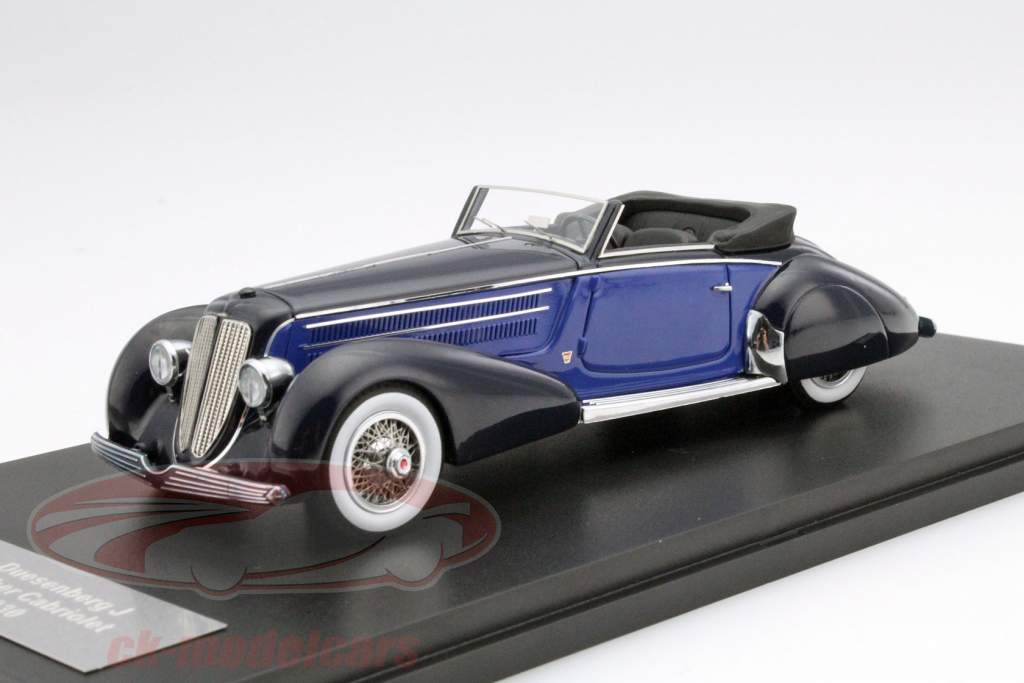 Duesenberg J Graber Cabriolet år 1930 blå / sort 1:43 GLM