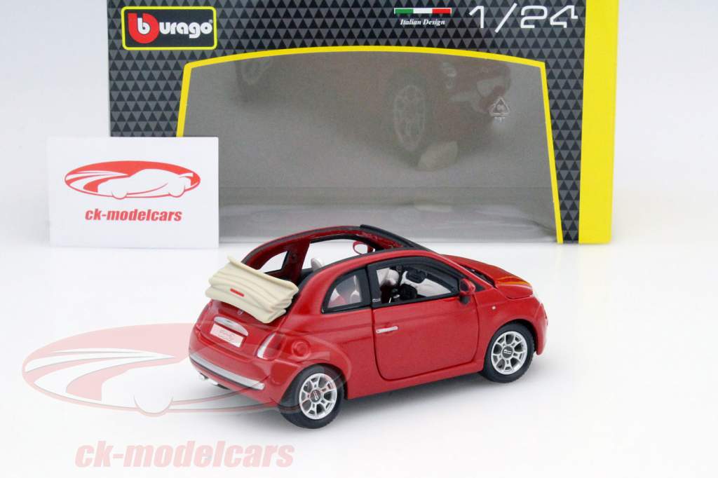 Fiat 500 C Cabriolet red 1:24 Bburago