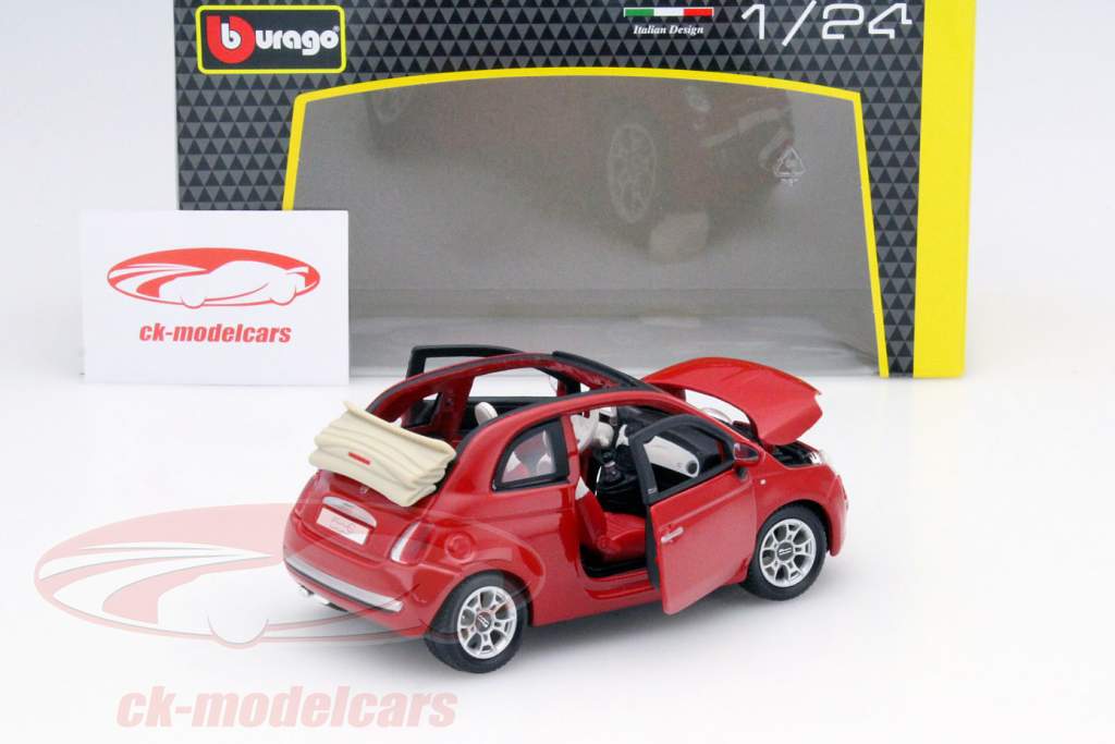 Fiat 500 C Cabriolet red 1:24 Bburago