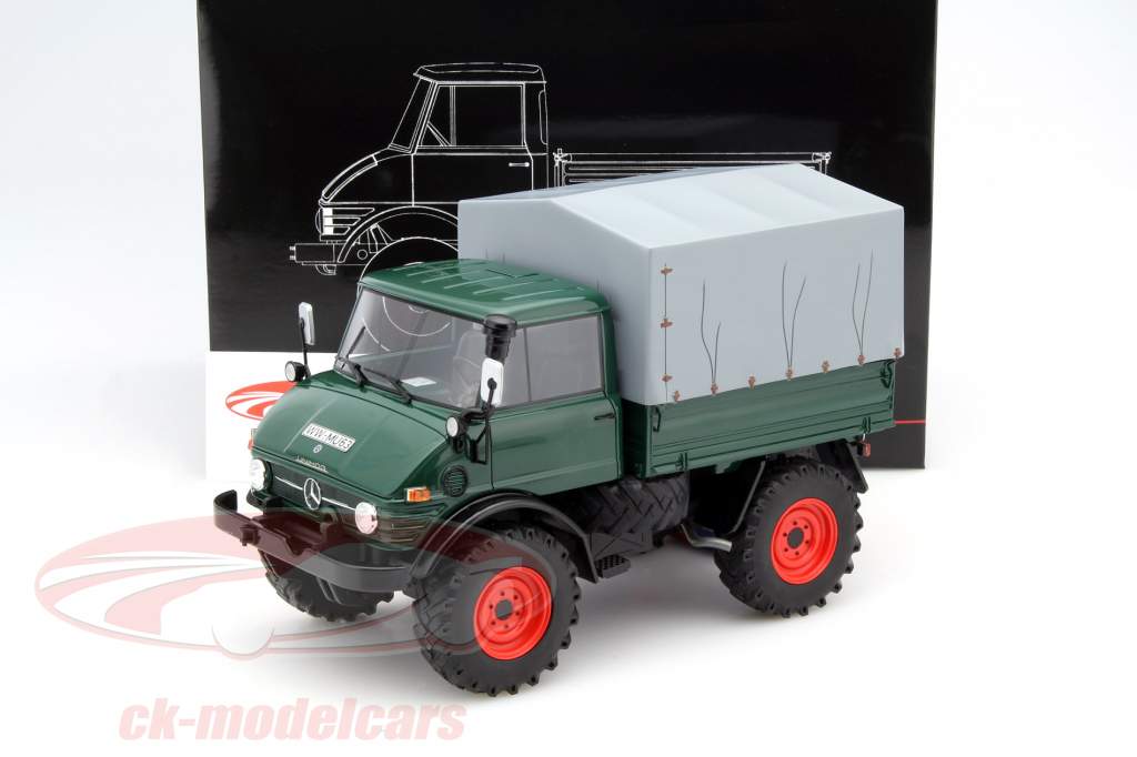 Mercedes-Benz Unimog 406 Pritsche avec bâche vert foncé 1:18 PremiumClassiXXs