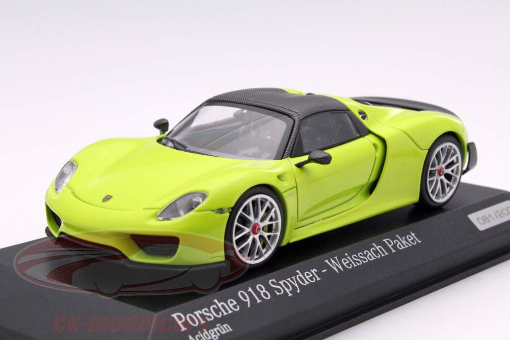 Porsche 918 Spyder Weissach Package ácido verde 1:43 Minichamps