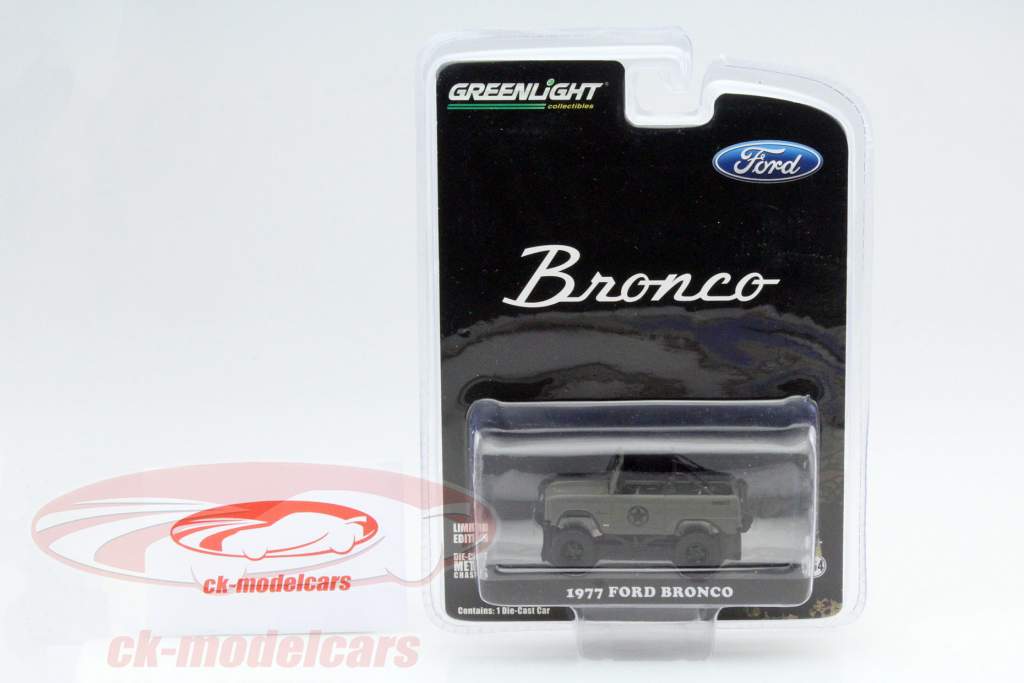 Ford Bronco год 1977 оливковый зеленый 1:64 Greenlight