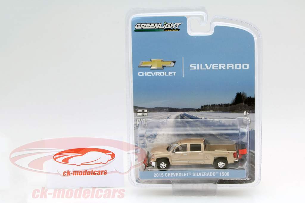 Chevrolet Silverado Pick-up 1500 quitanieves año 2015 oro 1:64 Greenlight