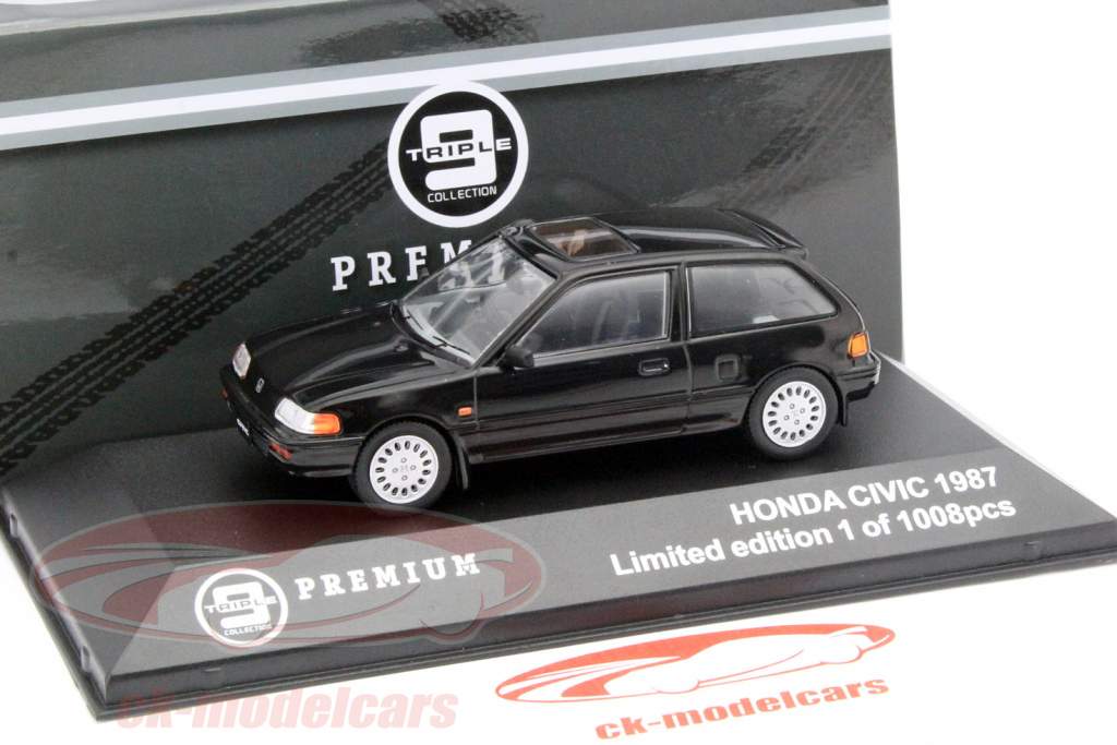 Honda CIVIC année 1987 noir 1:43 Triple9