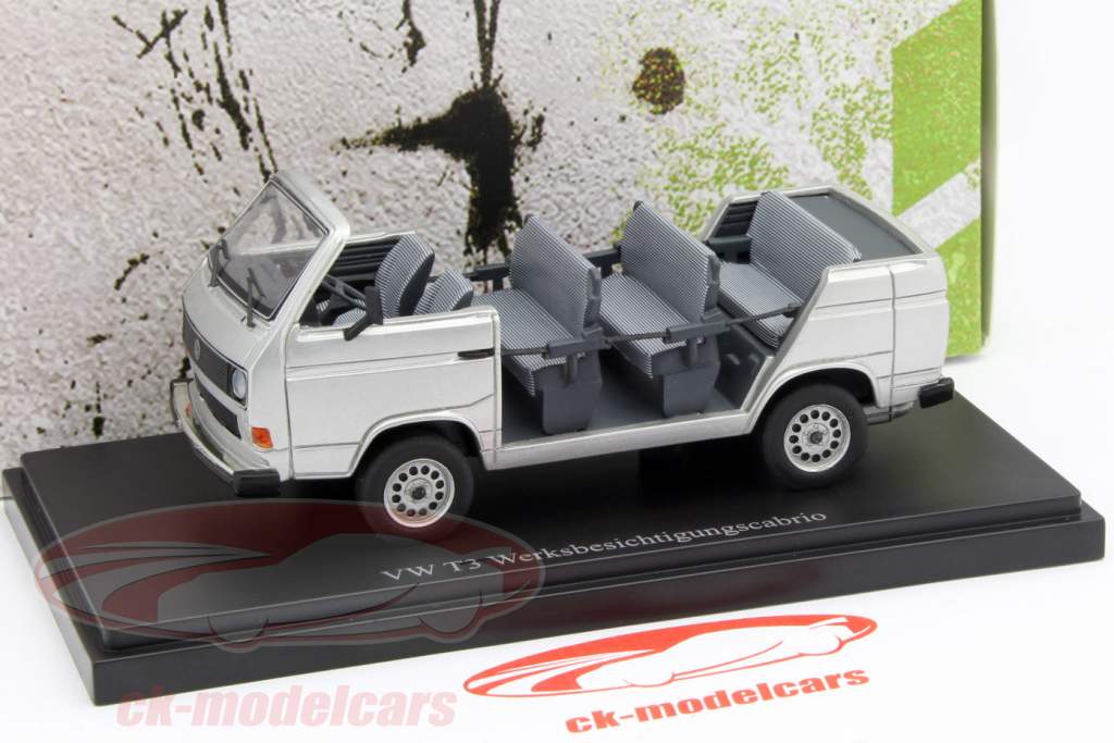 Volkswagen VW T3 Visite usine Cabrio année 1982 argent 1:43 AutoCult