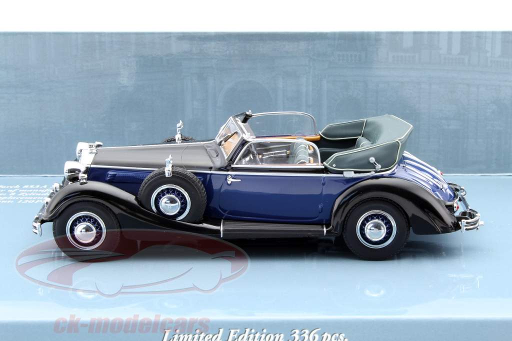 Horch 853A Cabriolet Year 1938 blue / black 1:43 Minichamps
