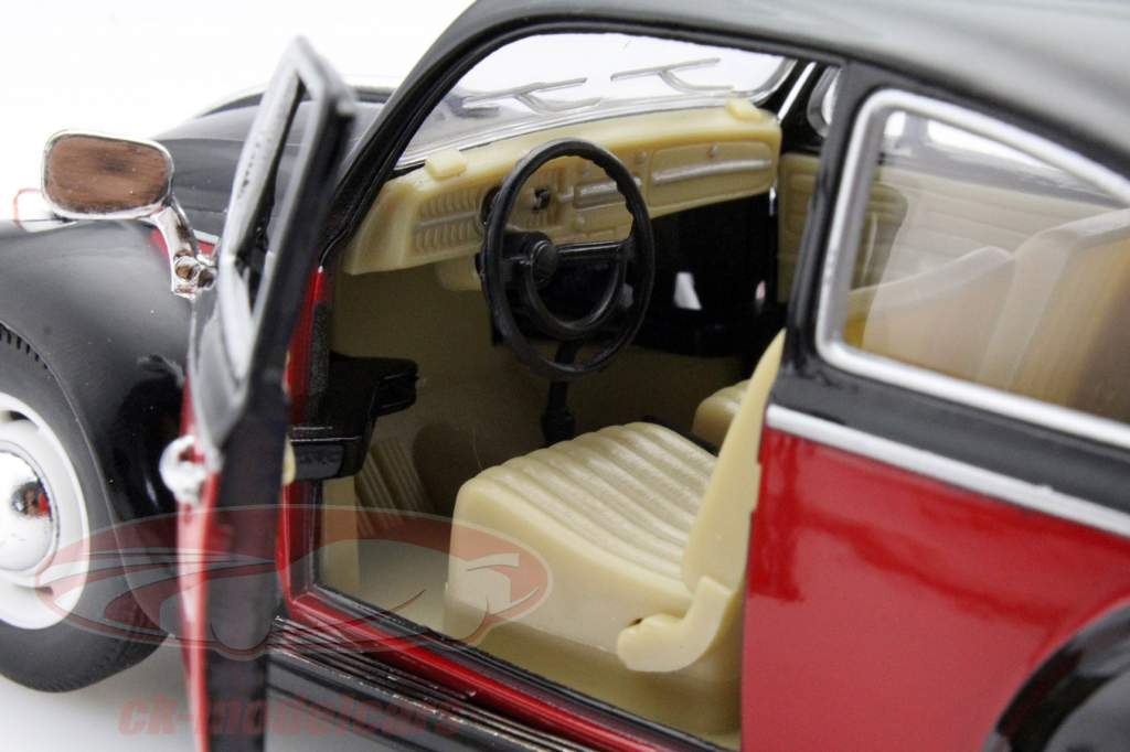 Volkswagen VW Classic Beetle Year 1967 black / red 1:24 Kinsmart