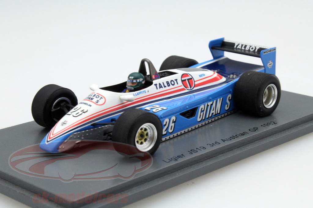 Jacques Laffite Ligier JS19 #26 Oostenrijk GP formule 1 1982 1:43 Spark