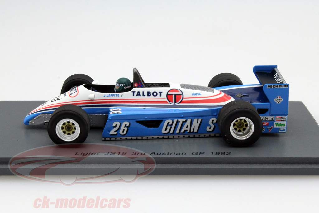 リジェ JS19 #26 J.Laffite 1982　Spark 1/43 Spark 1:43 Jacques Laffite Ligier JS19 #26 Austria GP