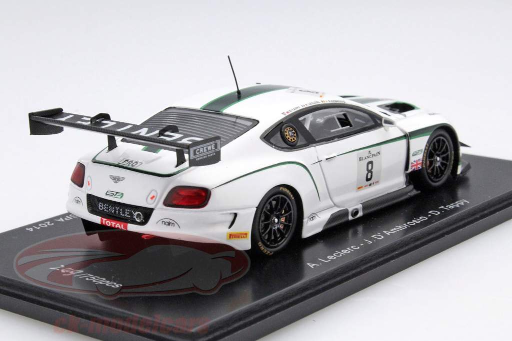 Bentley Continental GT3 #8 24h Spa 2014 D'Ambrosio, Tappy, Leclerc 1:43 Spark