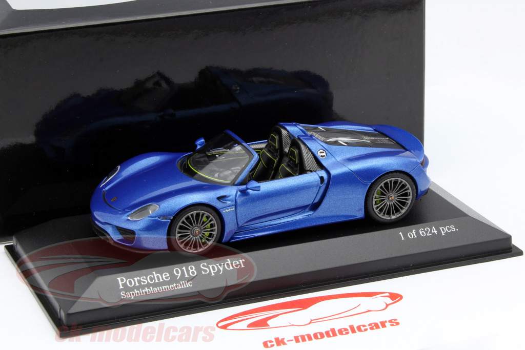 Porsche 918 Spyder Final 年 2013 蓝 金属的 1:43 Minichamps