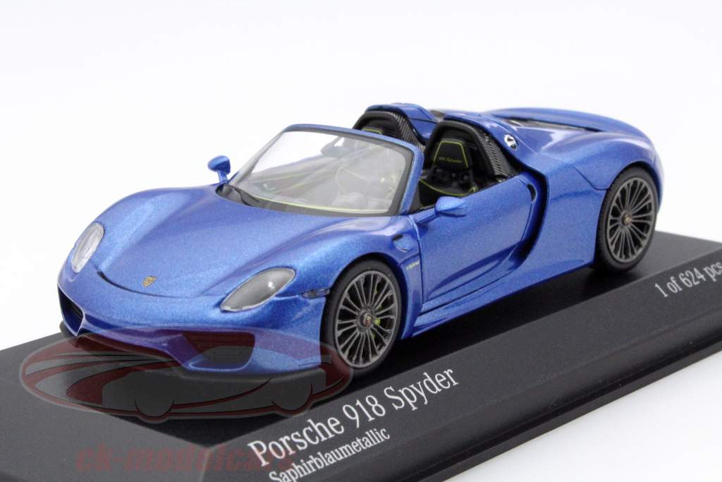 Porsche 918 Spyder Final 年 2013 蓝 金属的 1:43 Minichamps