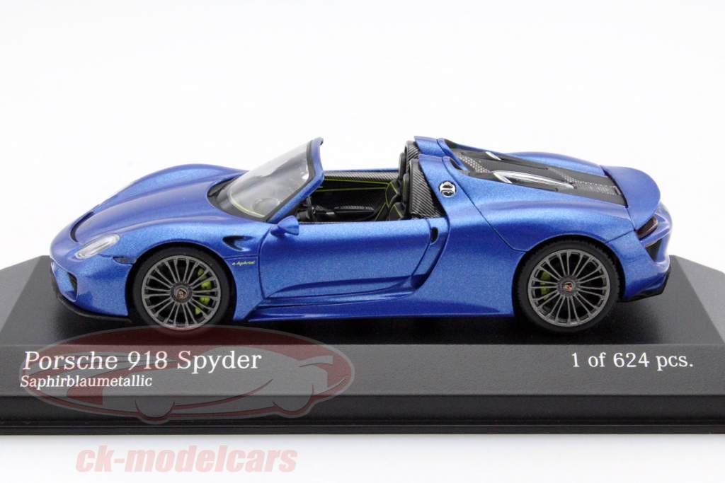 Porsche 918 Spyder Final 年 2013 蓝 金属的 1:43 Minichamps
