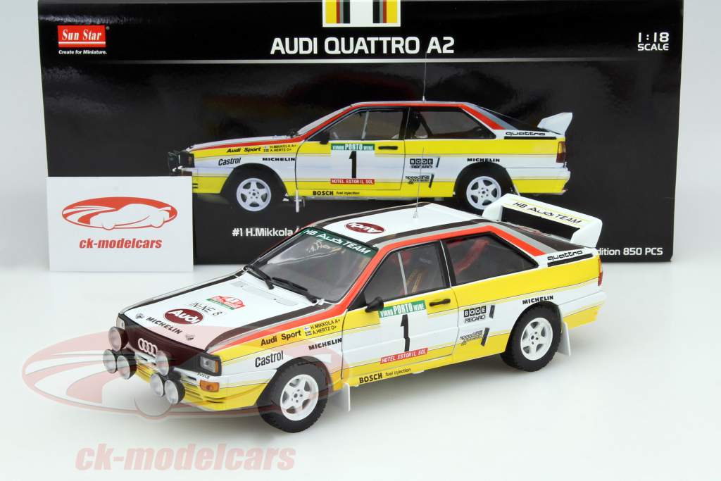 Audi Quattro A2 #1 gagnant Rallye de Portugal 1984 Mikkola, Hertz 1:18 SunStar