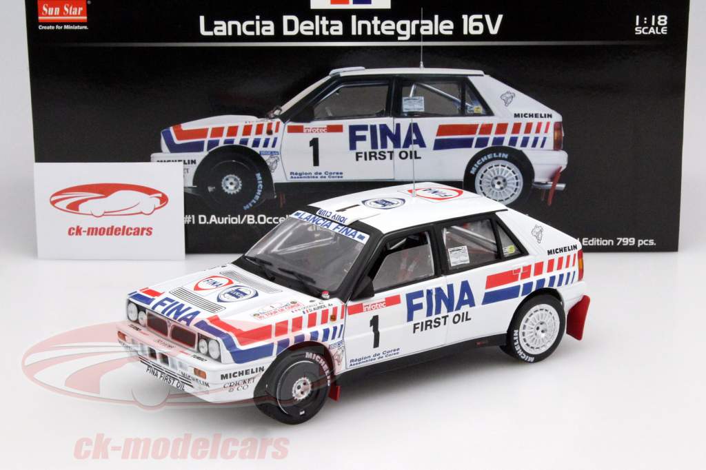 Lancia Delta Integrale 16V #1 2nd Rally de France 1991 Auriol, Occelli 1:18 SunStar