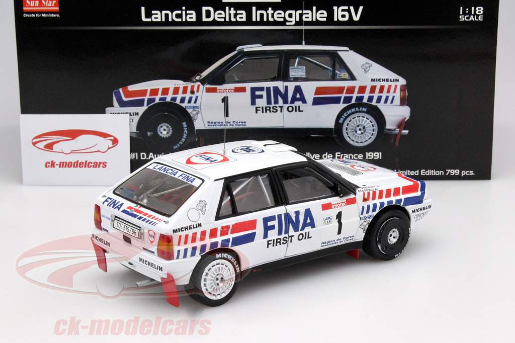 Lancia Delta Integrale 16V #1 2nd Rally de France 1991 Auriol, Occelli 1:18 SunStar