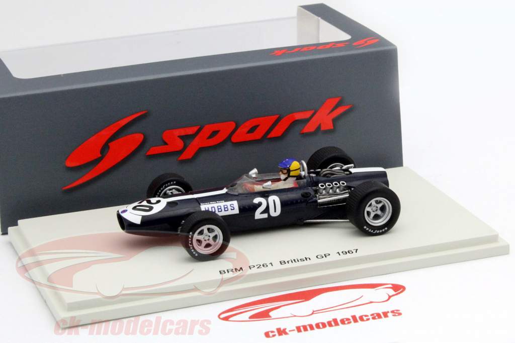 David Hobbs BRM P261 #20 groot-Brittannië GP formule 1 1967 1:43 Spark