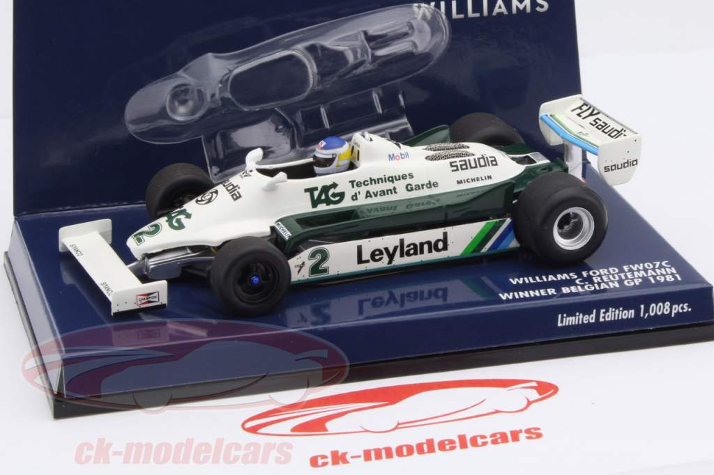 Carlos Reutemann Williams FW07C #2 ganador Bélgica GP fórmula 1 1981 1:43 Minichamps