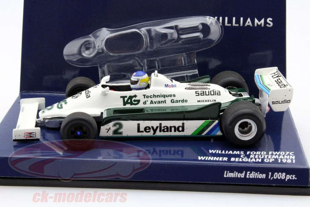 Carlos Reutemann Williams FW07C #2 ganador Bélgica GP fórmula 1 1981 1:43 Minichamps