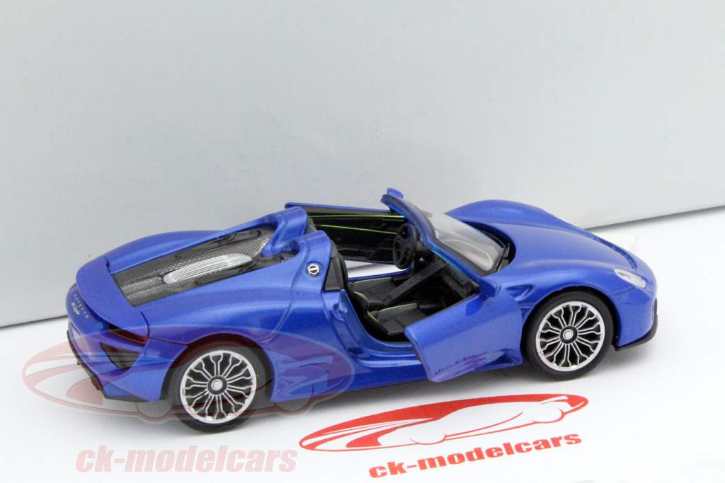 Porsche 918 Spyder Pullback синий 1:32 Welly