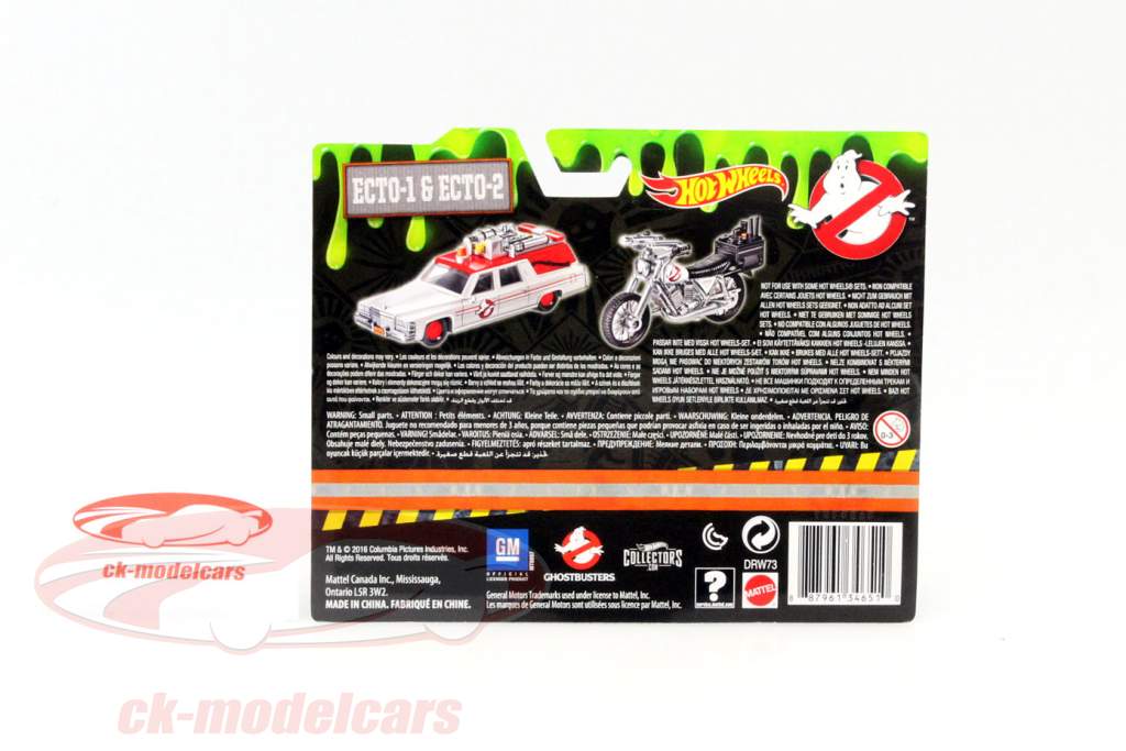 2-Car Set Ghostbusters Ecto-1 coche y Ecto-2 bicicleta blanco 1:64 HotWheels