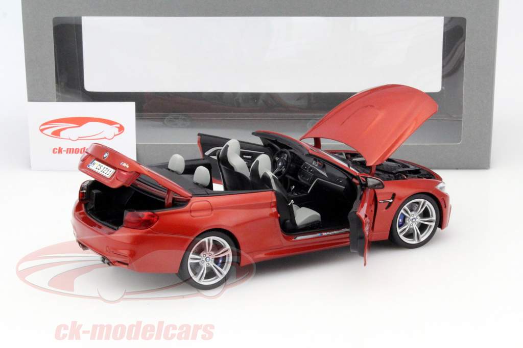 BMW M4 Convertible (F83) jaar 2014 Sakhir oranje 1:18 ParagonModels