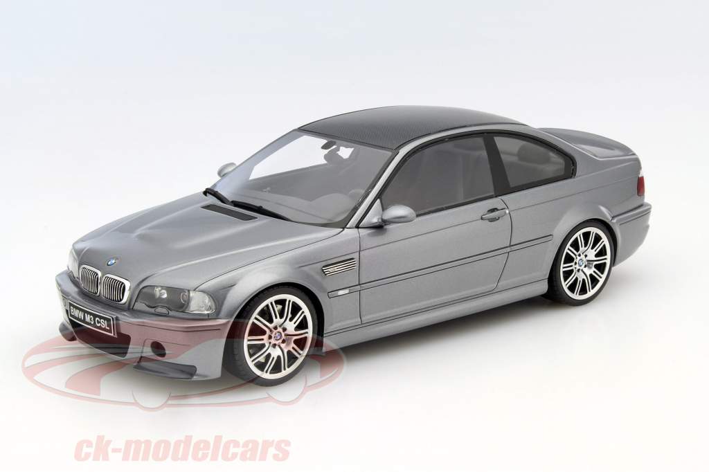 BMW M3 (E46) CSL год 2003-2004 серебристо-серый металлический с M диски 1:18 OttOmobile
