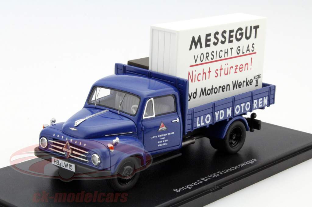 Borgward B1500 Pritschenwagen Lloyd año 1955 azul 1:43 AutoCult