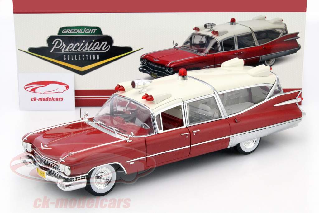 Greenlight 1:18 Cadillac Ambulance Year 1959 red / white
