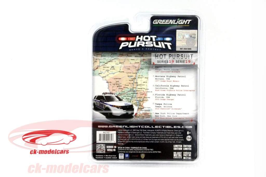 Ford Interceptor Utility polícia Ano 2015 NYPD 1:64 Greenlight