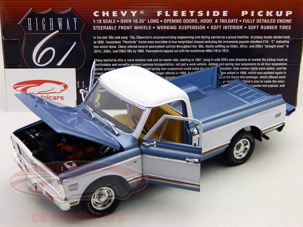 雪佛兰Fleetside C10皮卡浅蓝/蓝色1:18埃特尔