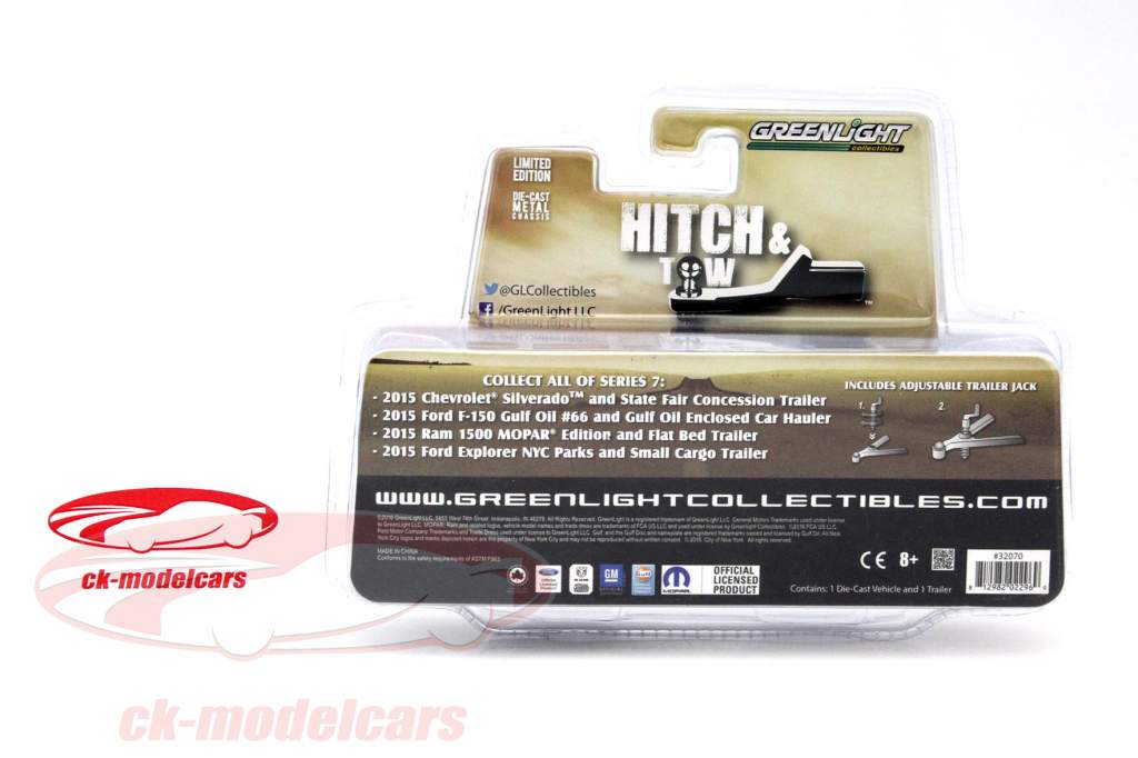 Dodge Ram 1500 Mopar Edition med trailer år 2015 sort 1:64 Greenlight