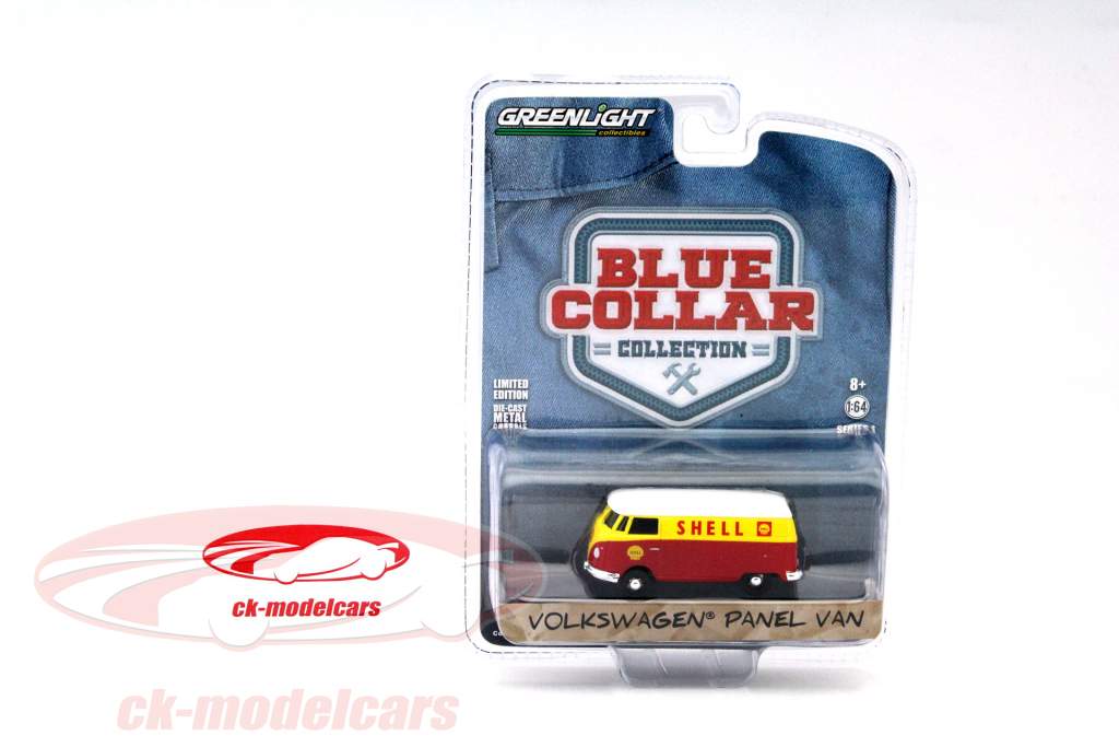 Volkswagen VW Panel Van Schell geel / rood 1:64 Greenlight