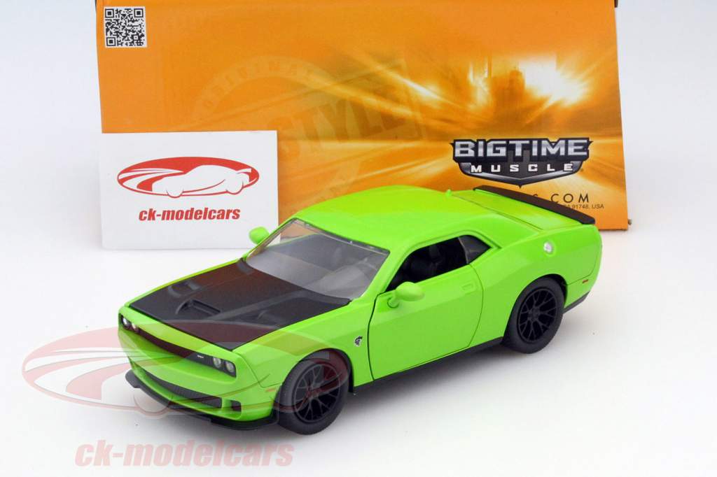 Dodge Challenger SRT Hellcat год 2015 зеленый / черный 1:24 Jada Toys