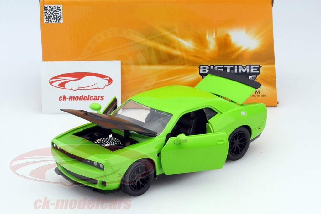 Dodge Challenger SRT Hellcat год 2015 зеленый / черный 1:24 Jada Toys