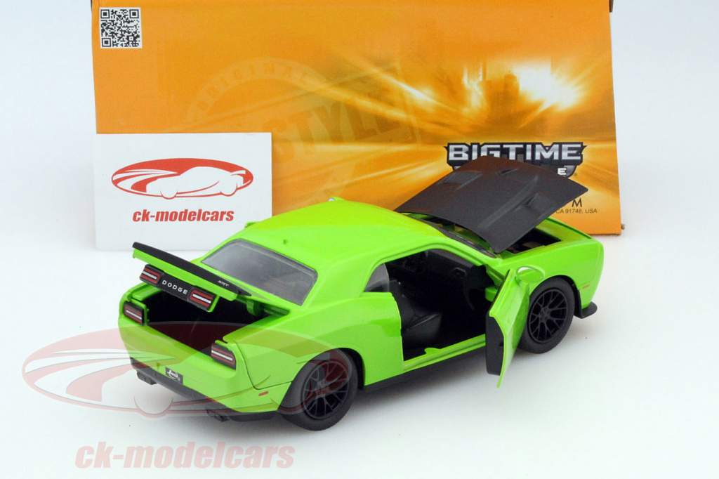 Dodge Challenger SRT Hellcat год 2015 зеленый / черный 1:24 Jada Toys