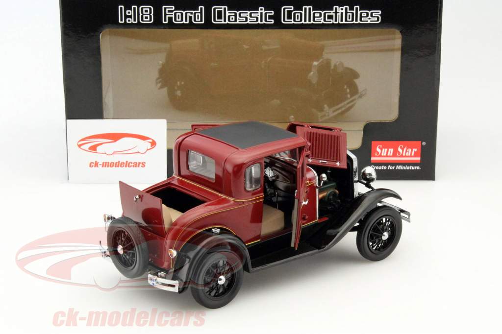 Ford Model A Coupe år 1931 rød 1:18 SunStar