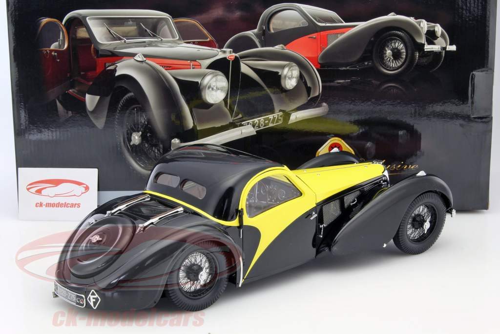Bugatti Atalante Type 57 SC Baujahr 1937 schwarz / gelb 1:12 Bauer