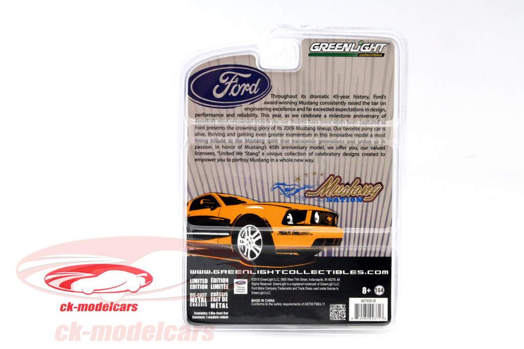 Ford Mustang GT 年 2009 オレンジ 1:64 Greenlight