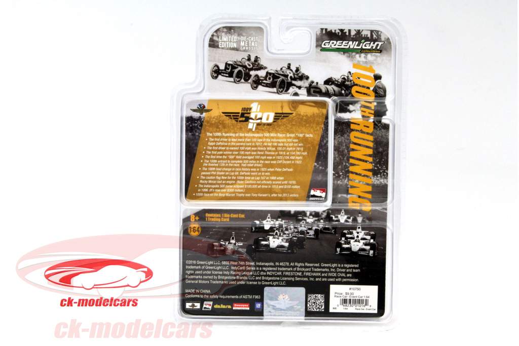 K商品 Greenlight 1:64 Indianapolis 500 2016 Event Car 10750 模型