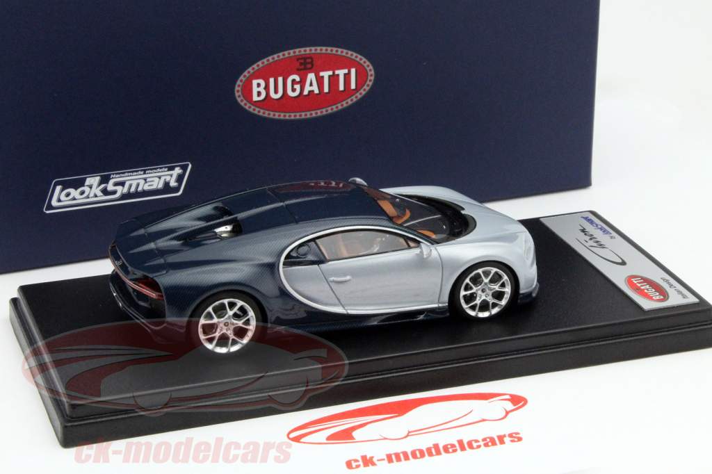 Bugatti Chiron モーターショー ジュネーブ 2016 銀 / ブルー 1:43 LookSmart