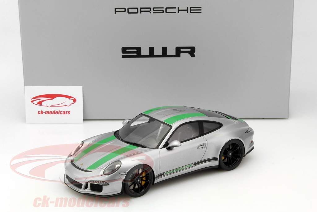 【SPARK】Porsche 911 R  2017 White×Green SPARK-MODEL S4956 Porsche 911R 2017 (White w/green stripes) 1/43