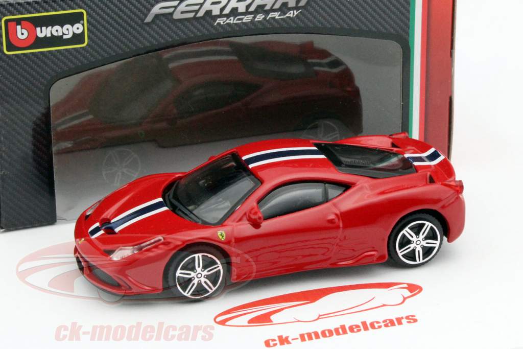 Ferrari 458 Speciale rood / blauw / wit 1:43 Bburago