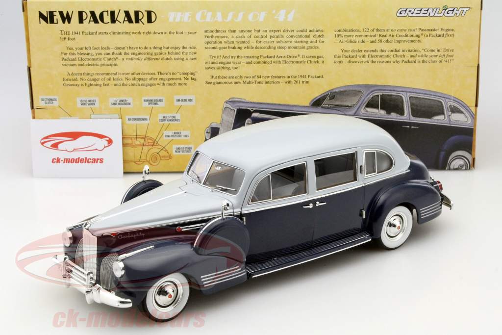 Packard Super Eight One-Eighty 年 1941 深蓝色 / 灰色 1:18 Greenlight