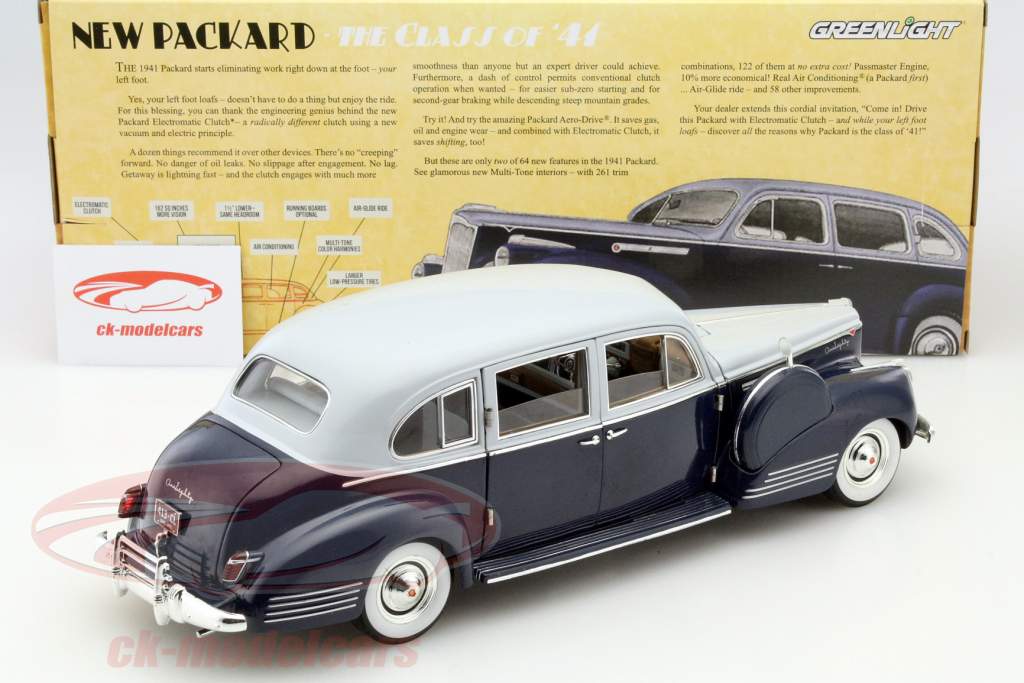 Packard Super Eight One-Eighty 年 1941 深蓝色 / 灰色 1:18 Greenlight