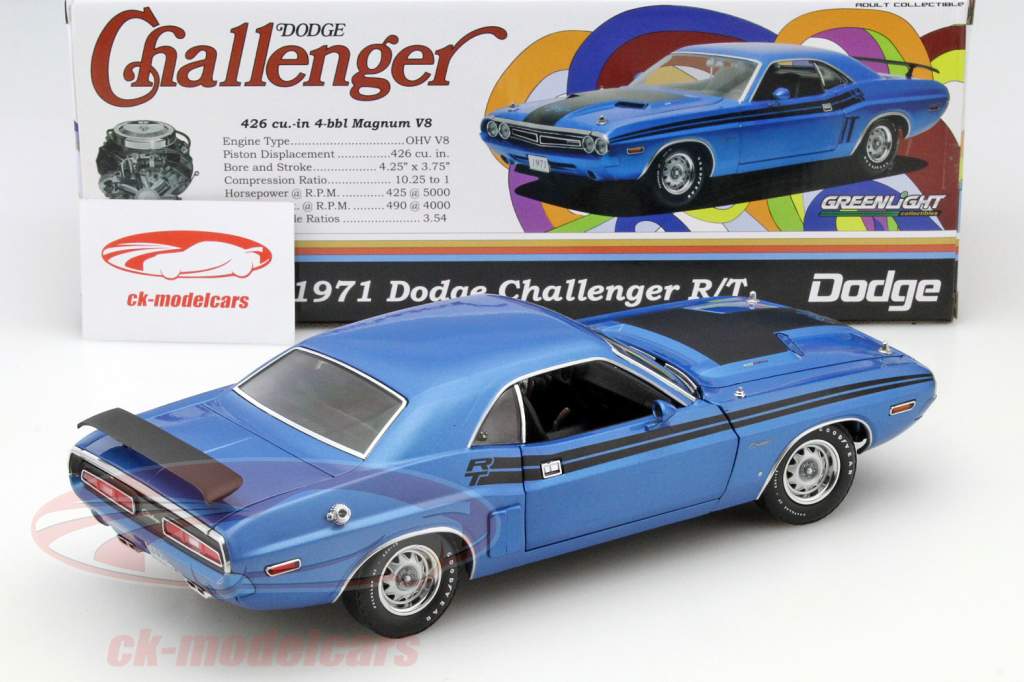 Dodge Challenger Hemi R/T 年 1971 ブルー 1:18 Greenlight
