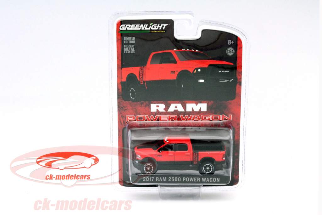 Dodge Ram 1500 Power Wagon год 2017 красный / черный 1:64 Greenlight