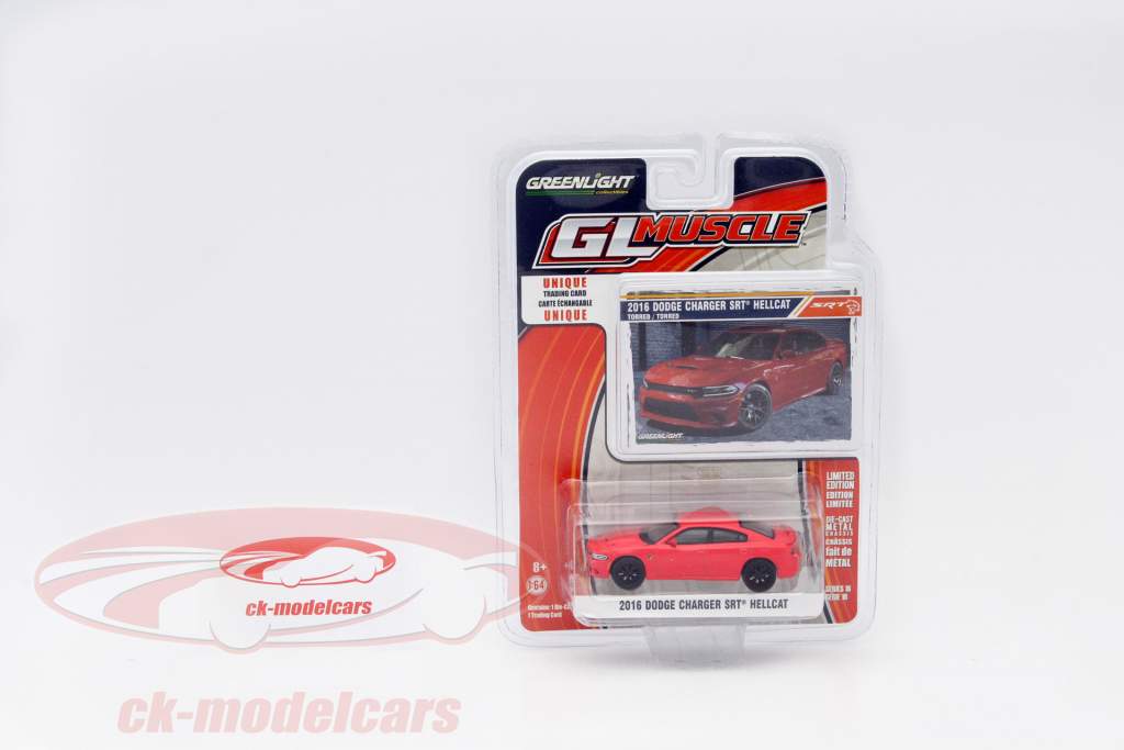 Dodge Charger SRT Hellcat año 2016 rojo 1:64 Greenlight